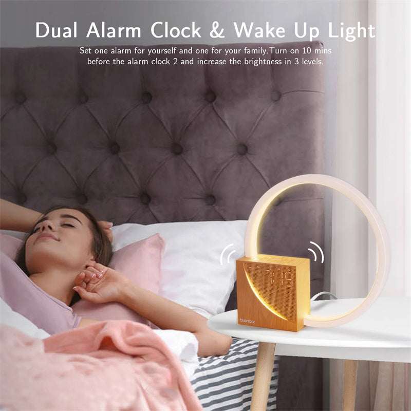 Alarm Clock —Glowing Circle -Touch Table Lamp w/ Sounds