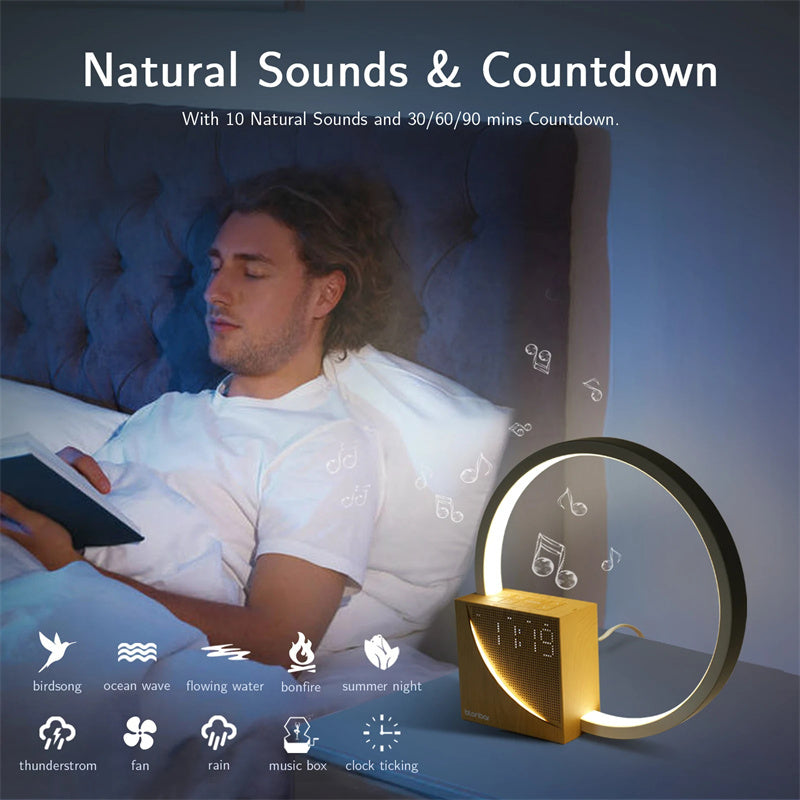 Alarm Clock —Glowing Circle -Touch Table Lamp w/ Sounds