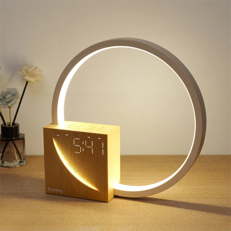 Alarm Clock —Glowing Circle -Touch Table Lamp w/ Sounds