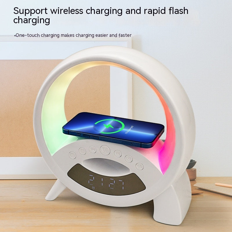 Alarm Clock Night Lamp Bluetooth Speaker Wireless Charging Station