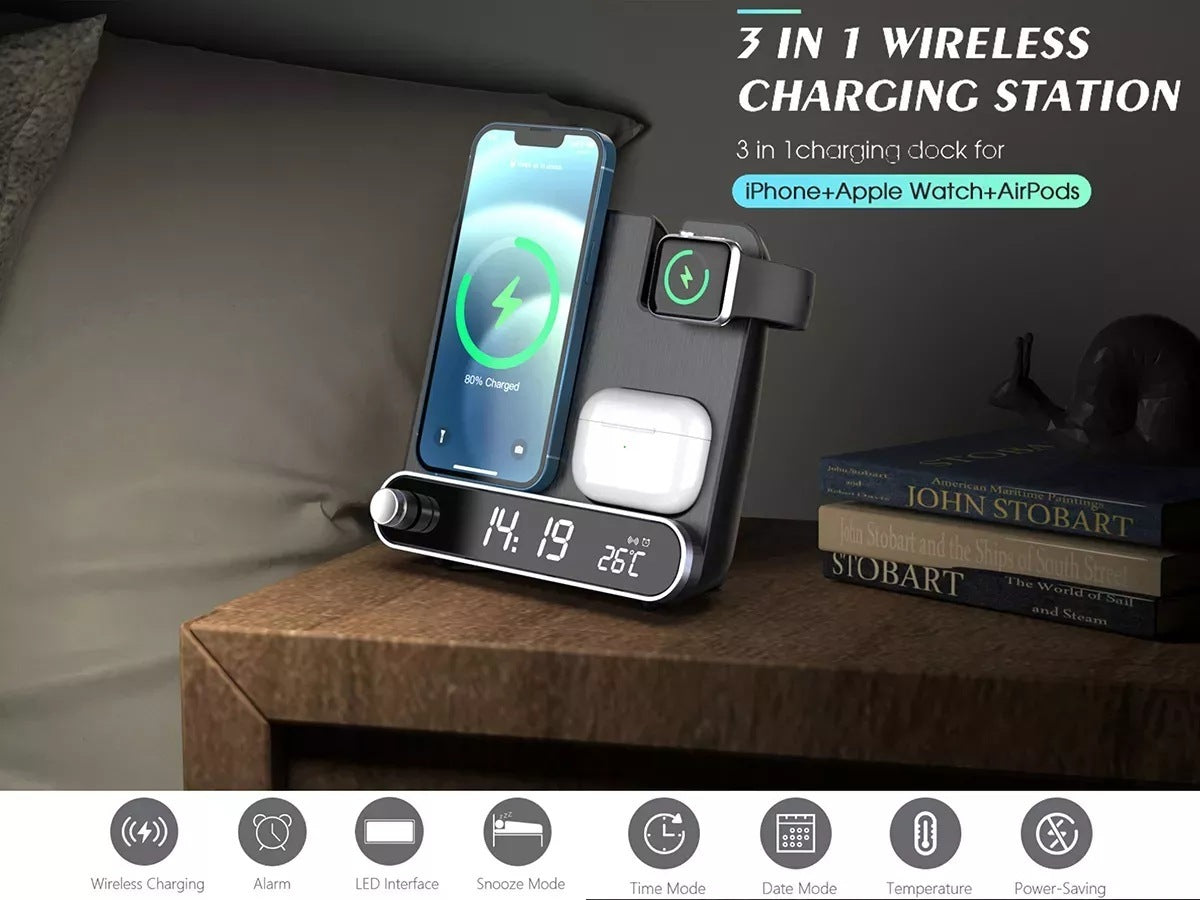 Alarm Clock Three In One Wireless Charging Station