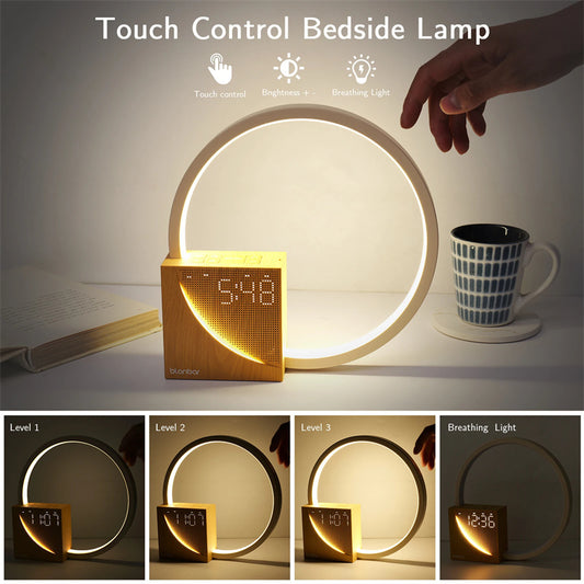 Alarm Clock —Glowing Circle -Touch Table Lamp w/ Sounds
